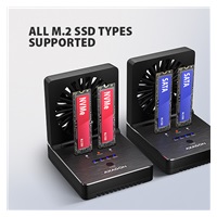 AXAGON ADSA-M2C22, USB-C 20Gbps dokovacia stanica pre 2× M.2 NVMe/SATA SSD s funkciou klonovania