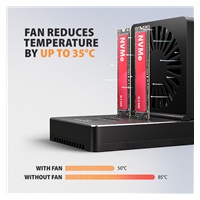 AXAGON ADSA-M2C22, USB-C 20Gbps dokovacia stanica pre 2× M.2 NVMe/SATA SSD s funkciou klonovania