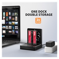 AXAGON ADSA-M2C22, USB-C 20Gbps dokovacia stanica pre 2× M.2 NVMe/SATA SSD s funkciou klonovania