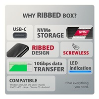 AXAGON EEM2-SC, USB-C 10Gbps externý box pre M.2 NVMe SSD, bezskrutkový, rebrovaný hliník
