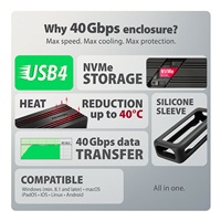 AXAGON EEM2-40G, USB-C 40Gbps externý box pre M.2 NVMe SSD, zosilnený hliník