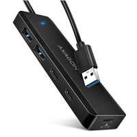 AXAGON HUE-C2A, 4× USB 5Gbps TRAVEL hub, 2× USB-A + 2× USB-C, USB-C napájanie, 19 cm USB-A kábel