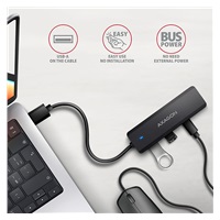 AXAGON HUE-C2A, 4× USB 5Gbps TRAVEL hub, 2× USB-A + 2× USB-C, USB-C napájanie, 19 cm USB-A kábel