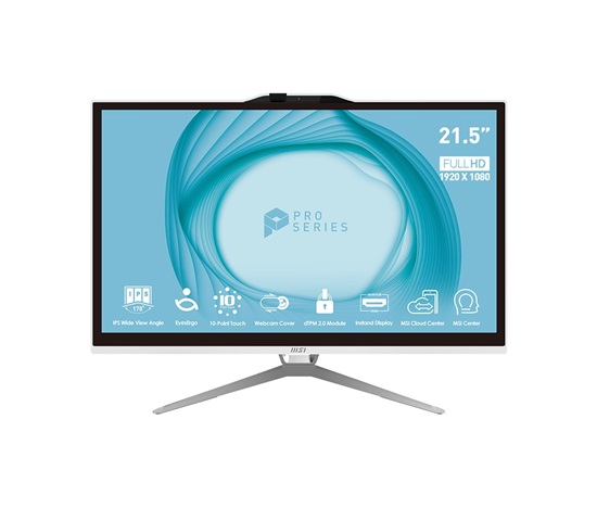MSI PC AIO PRO AP222T (PRO AP222T 14MA-664XEU), i3-14100, 21.5" FHD, Anti-Glare, Touch, 16GB, 512GB SSD, No OS, White