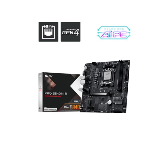 BAZAR - MSI MB Sc AM5 PRO B840M-B, AMD B840, 2xDDR5, 1xHDMI, 1xVGA, mATX - Po opravě (Bez příšlušenství)
