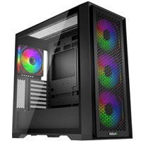 EVOLVEO Rhino, skříň eATX/ATX, 4x ARGB ventilátor 120mm, boční panel temperované sklo + mřížkovaný přední panel