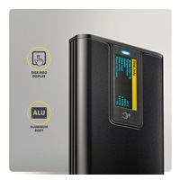 AXAGON EEM2-SD2B, USB-C 10Gbps externí box s displejem pro M.2 NVMe/SATA SSD, bezšroubkový, černý