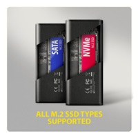 AXAGON EEM2-SD2B, USB-C 10Gbps externí box s displejem pro M.2 NVMe/SATA SSD, bezšroubkový, černý