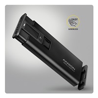 AXAGON EEM2-SD2B, USB-C 10Gbps externí box s displejem pro M.2 NVMe/SATA SSD, bezšroubkový, černý