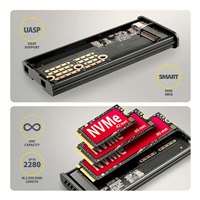 AXAGON EEM2-SD2B, USB-C 10Gbps externí box s displejem pro M.2 NVMe/SATA SSD, bezšroubkový, černý