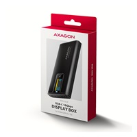 AXAGON EEM2-SD2B, USB-C 10Gbps externí box s displejem pro M.2 NVMe/SATA SSD, bezšroubkový, černý