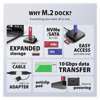 AXAGON ADSA-M2C11, USB-C 10Gbps dokovacia stanica pro 1× M.2 NVMe/SATA SSD