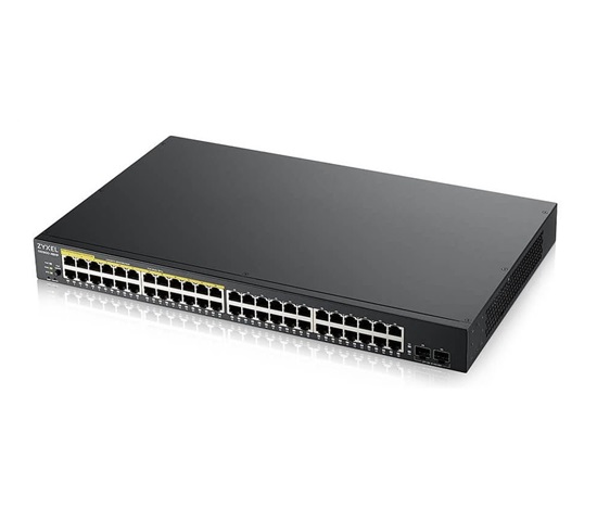 Zyxel GS1900-48HP v2 50portový gigabitový webový inteligentný PoE prepínač, 48x gigabitový RJ45 (24x PoE), 2x SFP, rozpočet PoE 170W