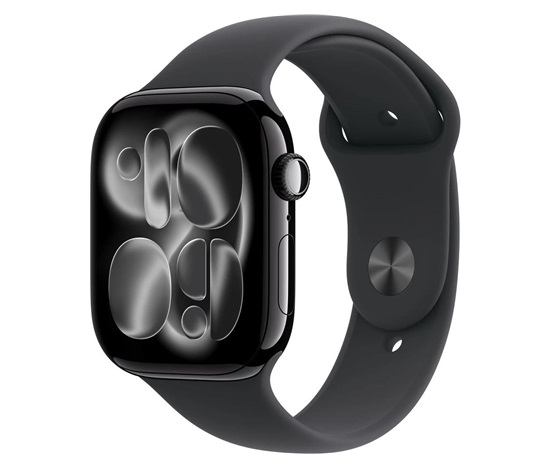 BAZAR - Apple Watch Series 11 GPS 42mm Jet Black Aluminium Case with Black Sport Band - S/M - rozbaleno