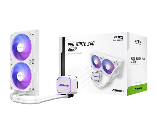 ASROCK Vodní chladič Pro White 240 ARGB, 2x120mm, LGA1851, AM5, bílá