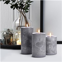 Solight sada LED svíček s časovačem, 3x svíčka, 10/13/15cm, šedá, 2xAA