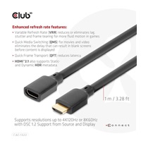 BAZAR - Club3D prodlužovací Ultra rychlý HDMI kabel, 4K120Hz, 8K60Hz, 48Gbps, M/F, 1m, 30 AWG - Poškozený obal (Komplet)