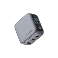 VERBATIM Mini GaN Nabíječka s displejem 65W, 2xUSB-C, 1xUSB-A, šedá