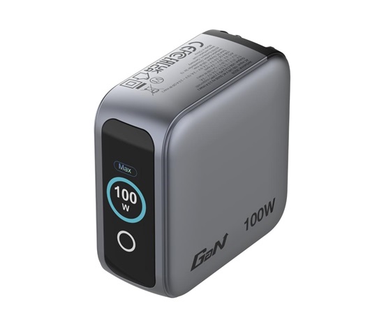 VERBATIM Mini GaN Nabíječka s displejem 100W, 2xUSB-C, 1xUSB-A, šedá