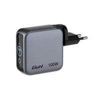 VERBATIM Mini GaN Nabíječka s displejem 100W, 2xUSB-C, 1xUSB-A, šedá