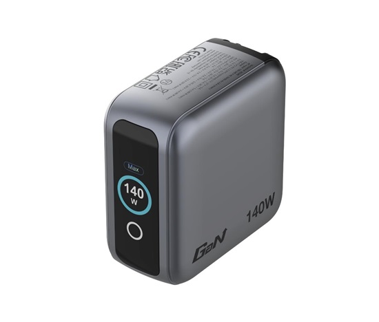 VERBATIM Mini GaN Nabíječka s displejem 140W, 3xUSB-C, 1xUSB-A, šedá