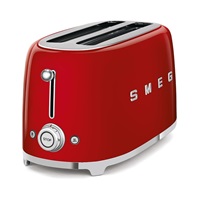 Smeg TSF02RDEU, toustovač / topinkovač, 4 toasty, 6 úrovní opékání, zásuvka na drobky, styl. 50. let, červený