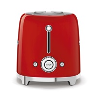 Smeg TSF02RDEU, toustovač / topinkovač, 4 toasty, 6 úrovní opékání, zásuvka na drobky, styl. 50. let, červený