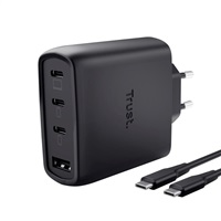 TRUST GaN Nabíječka MAXO 65W, 3xUSB-C,1xUSB-A, černá
