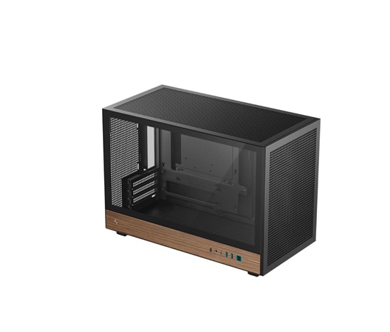 DEEPCOOL Case CH260 WOOD, mATX, Průhledná bočnice, černo-dřevěná