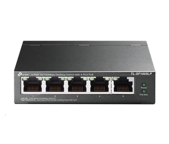 TP-Link switch TL-SF1005LP v3.40 (P/N:1700000439) (5x100Mb/s, 4xPoE, 41W, fanless)