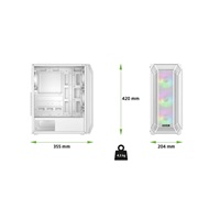 EVOLVEO Xenon, skříň ATX, 4x ARGB ventilátor 120mm, přední panel airflow mesh, bílá