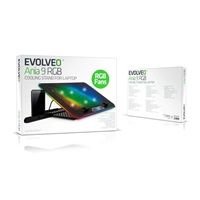 EVOLVEO A101RGB, chladící podložka pro notebook, 2x ventilátor, RGB podsvícení