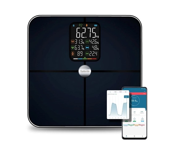 Salente BodyFit, chytrá osobní diagnostická fitness váha, Bluetooth, černá