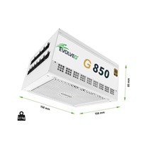 EVOLVEO G850, zdroj 850W, 80+ GOLD, ATX 3.1, aPFC, 140 mm ventilátor, plně modulární, záruka 3 roky, bílý