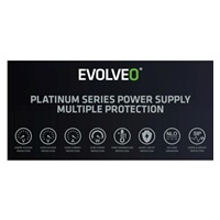 EVOLVEO P1000, zdroj 1000W, 80+ PLATINUM, ATX 3.1, aPFC, 140 mm ventilátor, plně modulární, 3 roky záruka, černý