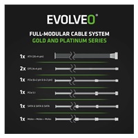 EVOLVEO P1200, zdroj 1200W, 80+ PLATINUM, ATX 3.1, aPFC, 140 mm ventilátor, plně modulární, 3 roky záruka, černý