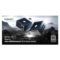 EVOLVEO P1200, zdroj 1200W, 80+ PLATINUM, ATX 3.1, aPFC, 140 mm ventilátor, plně modulární, 3 roky záruka, černý
