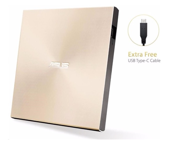 BAZAR - ASUS DVD ZenDrive SDRW-08U9M-U GOLD, External Slim DVD-RW, USB Type-C/Type-A, M-DISC - Poškozený obal (Komplet)