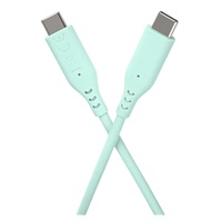 PREMIUMCORD Kabel USB-C na USB-C, 60W, 480Mbps, silikonový, tyrkysový, 1,5m