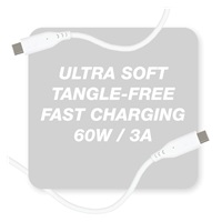 PREMIUMCORD Kabel USB-C na USB-C, 60W, 480Mbps, silikonový, bílý, 1,5m