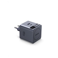 UGREEN síťová rychlonabíječka se zatahovacím kabelem 65W 3-Port, 2x USB-C, 1x USB-A, GaN, stříbrná