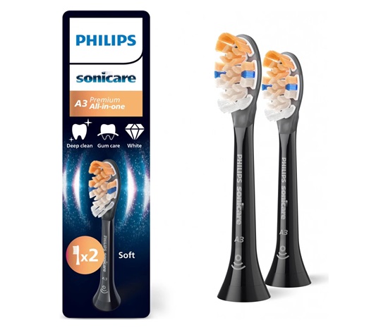 Philips Sonicare A3 Premium All-in-one Prestige HX9092/88, černá, 2ks, náhradní hlavice