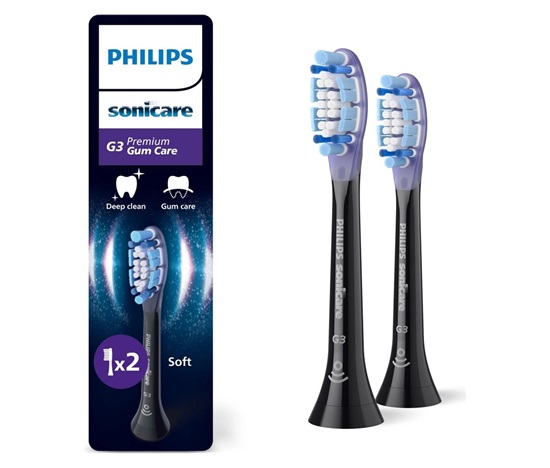 Philips Sonicare G3 Premium Gum Care HX9052/88 náhradní hlavice 2 ks černá, péče o dásně a implantáty