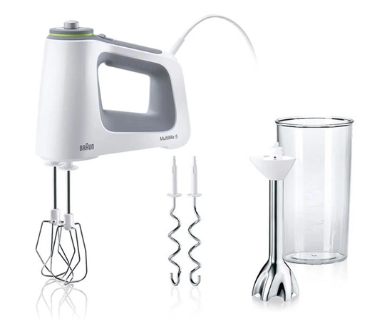 Braun MultiMix 5 HM5107WH ruční šlehač a tyčový mixér, bílá, příkon 750 W, 9 rychlostí, technologie SmartMix