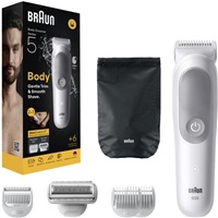 Braun BG5550 tělový zastřihovač, SkinGuard pro citlivou pokožku, 100 min provozu, 100% vodotěsný, nástavce