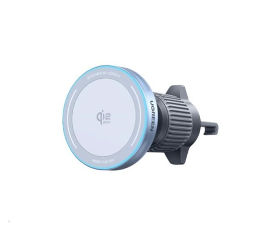 UGREEN magnetická bezdrátová nabíječka do auta MagFlow Qi2 25W, MagSafe, stříbrná