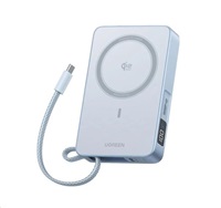 UGREEN magnetická powerbanka MagFlow 10000mAh s diplejem, Li-ion, 30W, MagSafe, 2x USB-C, stříbrná