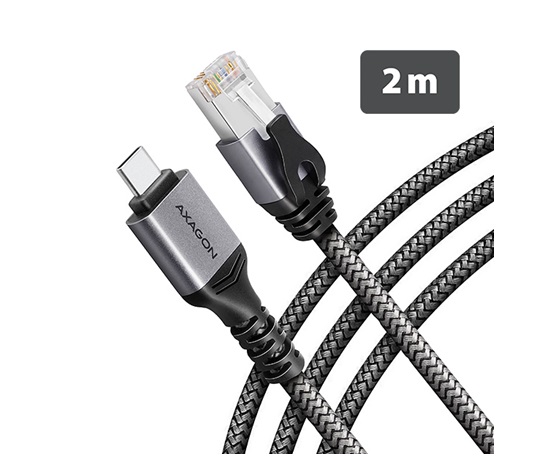 AXAGON ADE-CM20, USB-C Gigabit Ethernet adaptér s integrovaným sieťovým CAT6 káblom RJ-45 (2 m)