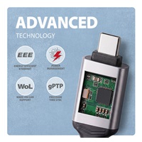 AXAGON ADE-CM20, USB-C Gigabit Ethernet adaptér s integrovaným sieťovým CAT6 káblom RJ-45 (2 m)