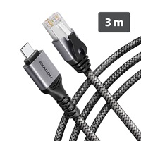 AXAGON ADE-CM30, USB-C Gigabit Ethernet adaptér s integrovaným sieťovým CAT6 káblom RJ-45 (3 m)